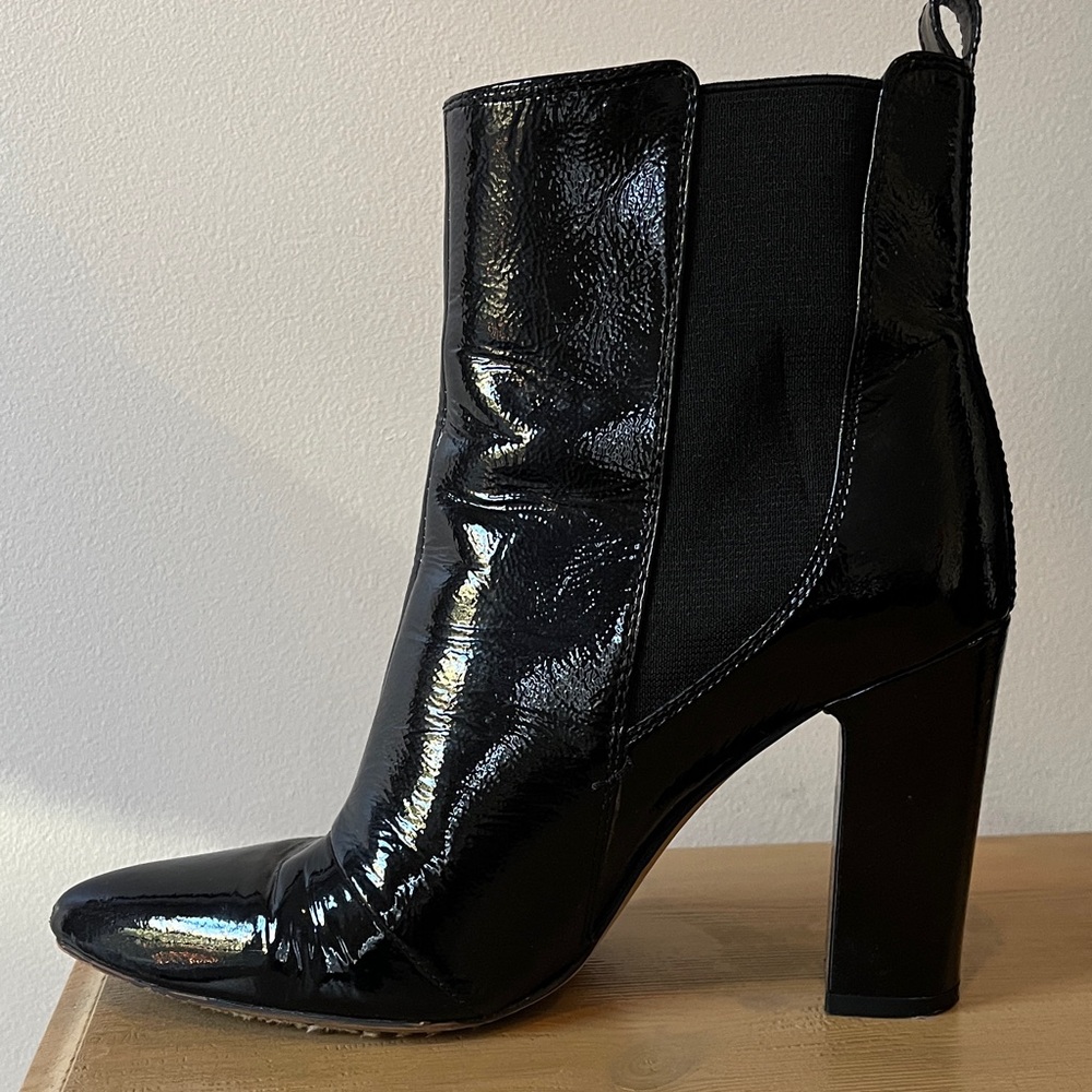 Vince Camuto Black Patent Leather Ankle Boots